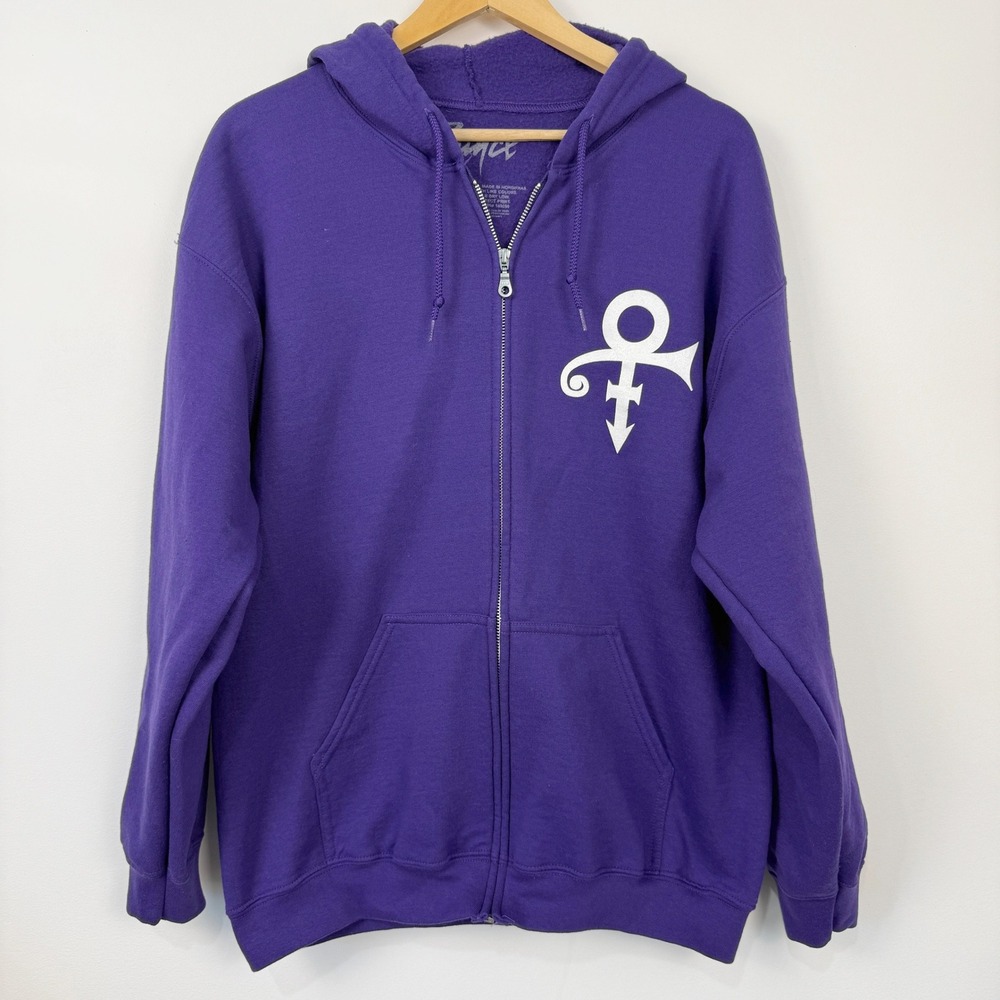 The Estate of Prince Love Symbol Zip Up Hoodie Sweatshirt Unisex Large Purple